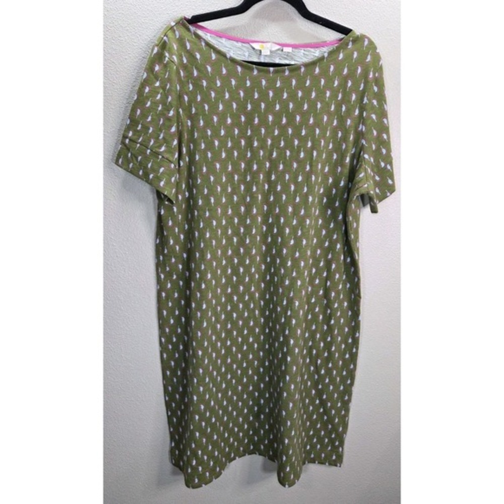 Boden 100% Cotton Olive Paisley Print Shift Dress US 16 18‎ UK 20R